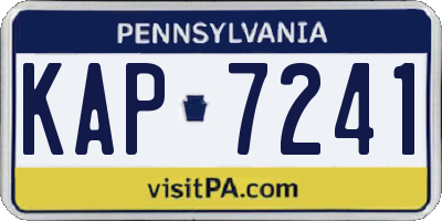 PA license plate KAP7241