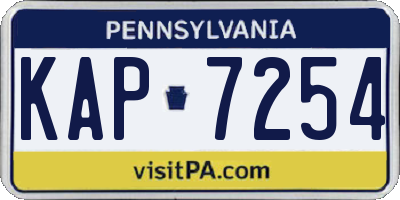 PA license plate KAP7254