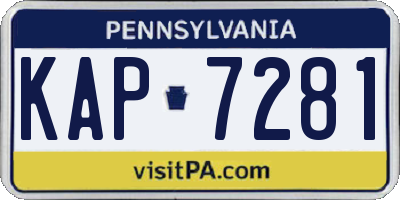 PA license plate KAP7281