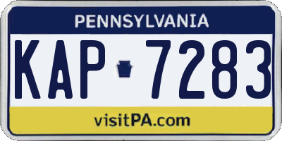 PA license plate KAP7283