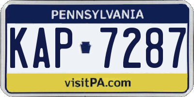 PA license plate KAP7287
