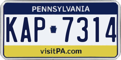 PA license plate KAP7314