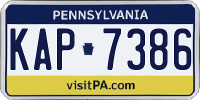 PA license plate KAP7386