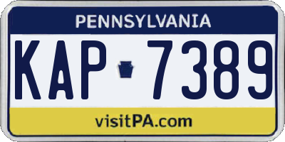 PA license plate KAP7389