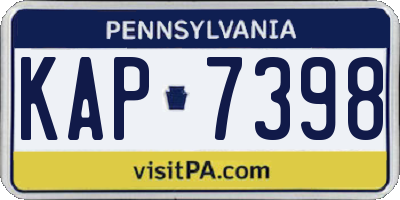 PA license plate KAP7398