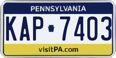 PA license plate KAP7403