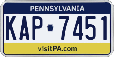 PA license plate KAP7451