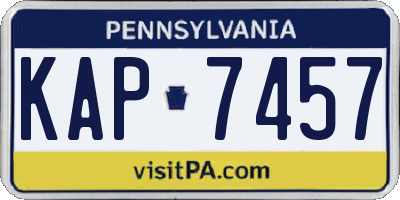 PA license plate KAP7457