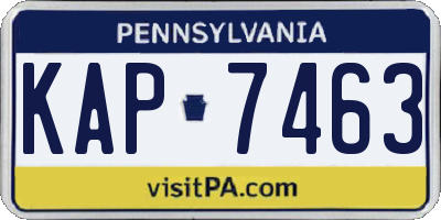 PA license plate KAP7463