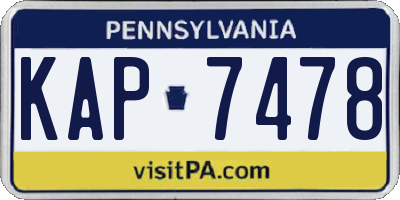 PA license plate KAP7478