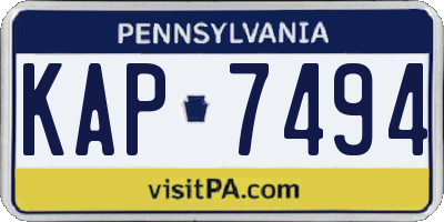 PA license plate KAP7494