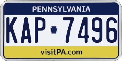 PA license plate KAP7496