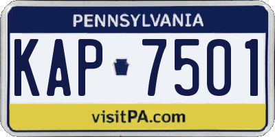 PA license plate KAP7501