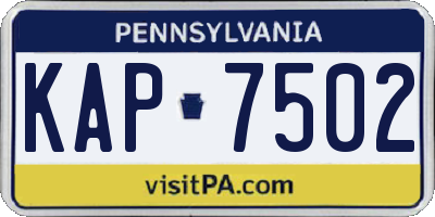PA license plate KAP7502