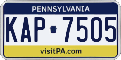 PA license plate KAP7505