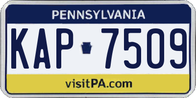 PA license plate KAP7509