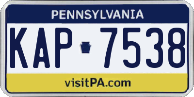 PA license plate KAP7538