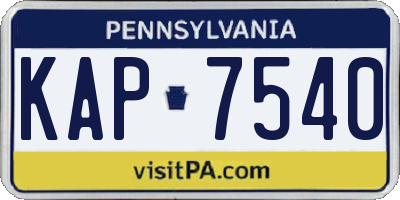 PA license plate KAP7540
