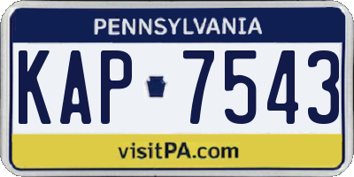 PA license plate KAP7543