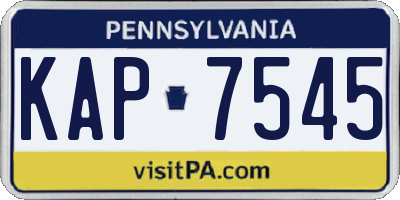 PA license plate KAP7545