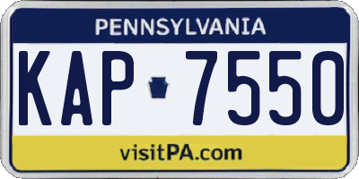 PA license plate KAP7550