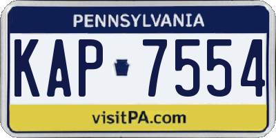 PA license plate KAP7554