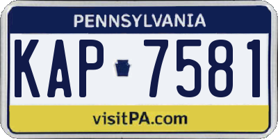 PA license plate KAP7581