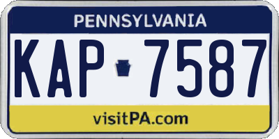 PA license plate KAP7587