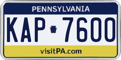 PA license plate KAP7600