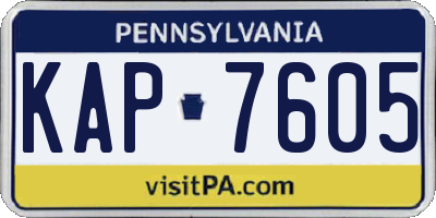 PA license plate KAP7605
