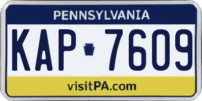 PA license plate KAP7609