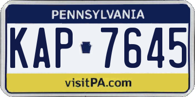 PA license plate KAP7645