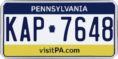 PA license plate KAP7648