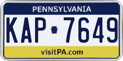 PA license plate KAP7649