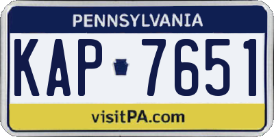 PA license plate KAP7651