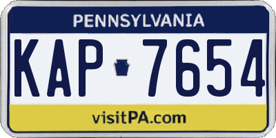 PA license plate KAP7654