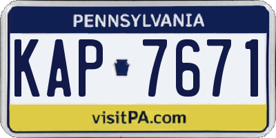 PA license plate KAP7671
