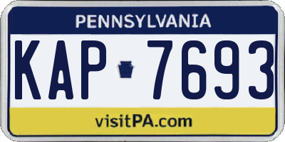 PA license plate KAP7693