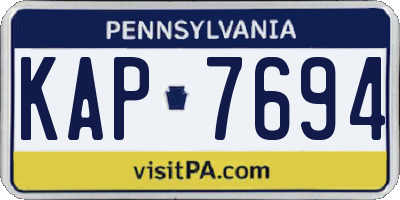 PA license plate KAP7694