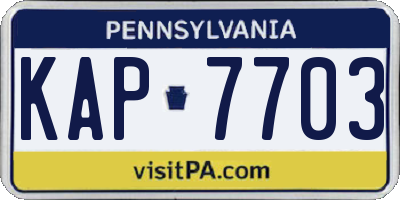 PA license plate KAP7703