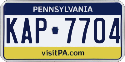 PA license plate KAP7704