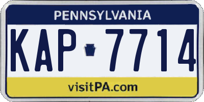 PA license plate KAP7714