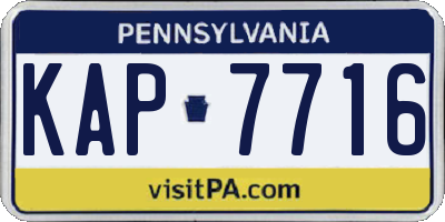 PA license plate KAP7716
