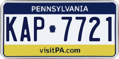 PA license plate KAP7721