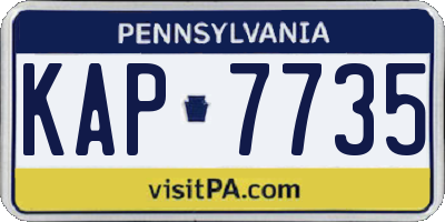 PA license plate KAP7735