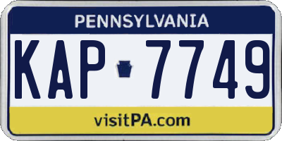 PA license plate KAP7749