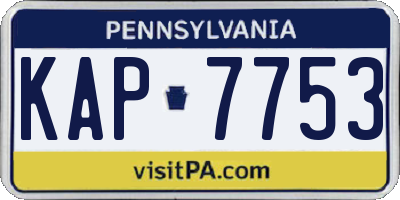 PA license plate KAP7753