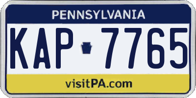 PA license plate KAP7765