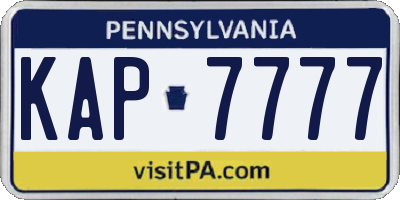 PA license plate KAP7777