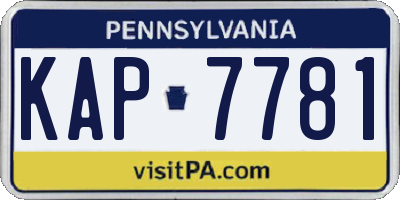 PA license plate KAP7781